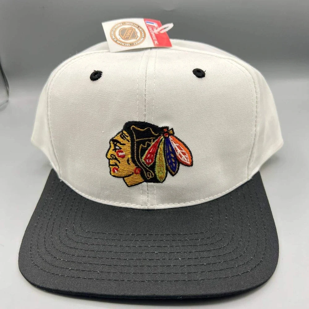 Vintage Chicago Blackhawks Hat Men White Twins Enterprise NHL Snap Back Cap New